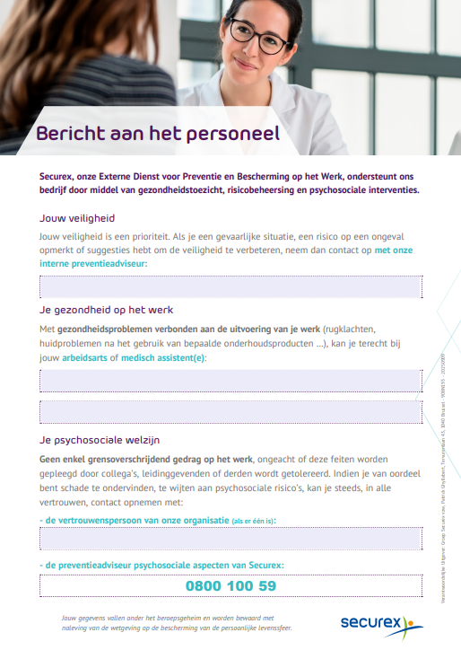 Bericht aan het personeel